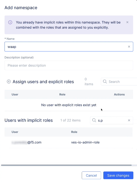 Figure: Create Namespace