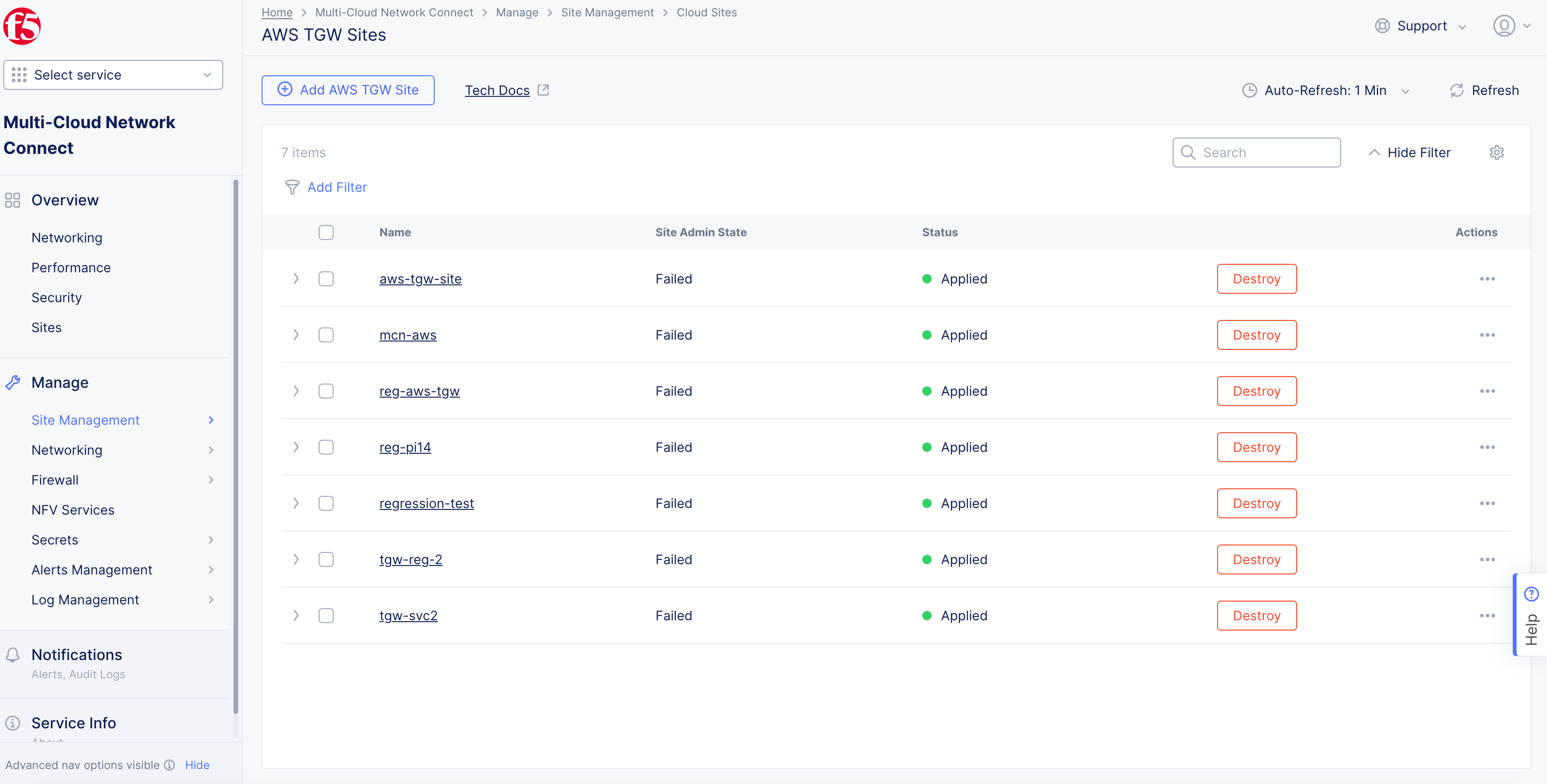 Figure: Create AWS TGW Object
