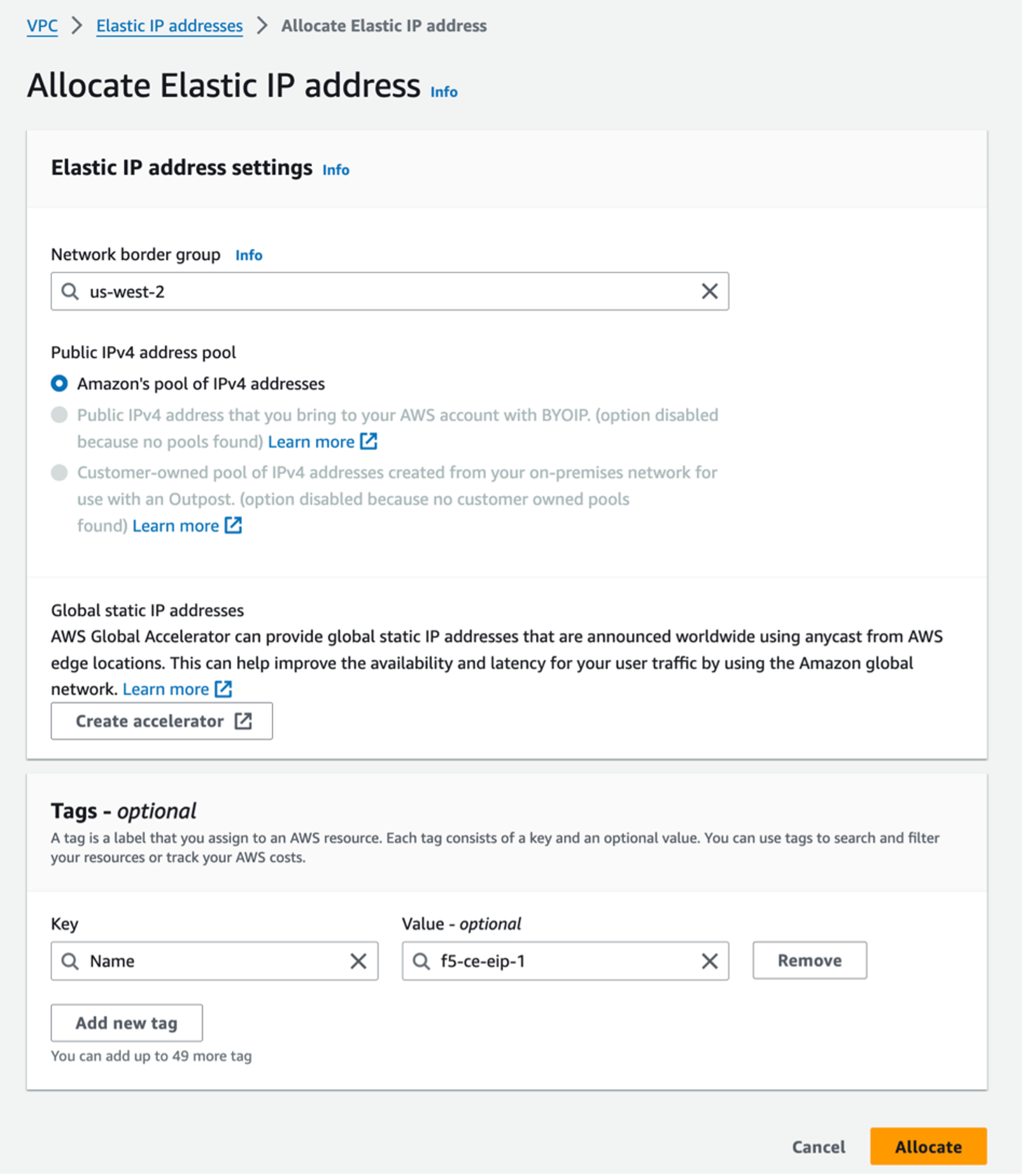 Figure: Allocate IP Addresses