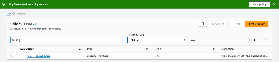 Figure: IAM Policy Confirmation