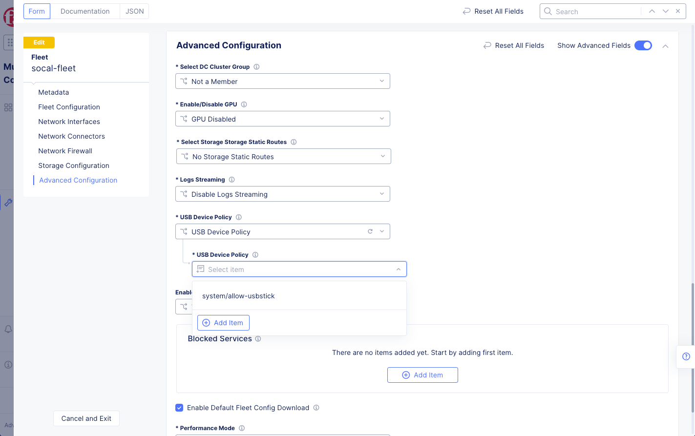Figure: Fleet USB Policy