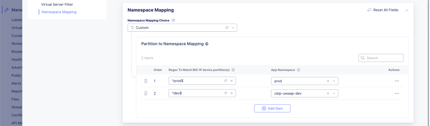 Figure: Namespace Mapping Virtual Server